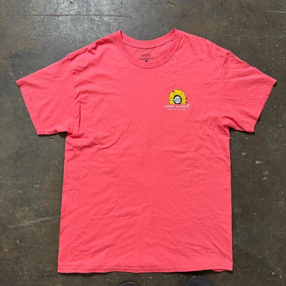 Simply Southern Shirt BEE HAPPY BEE KIND Adult L Pink Crew Neck Short Sleeve - Picture 2 of 5